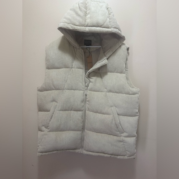 NWT Boohoo Man Cord Paneled Hooded Puffer Vest - Picture 2 of 5